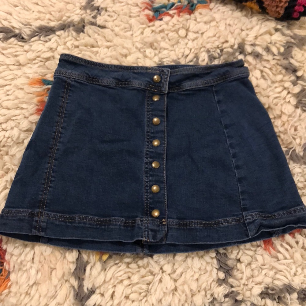 Free People Denim Button Up Skirt